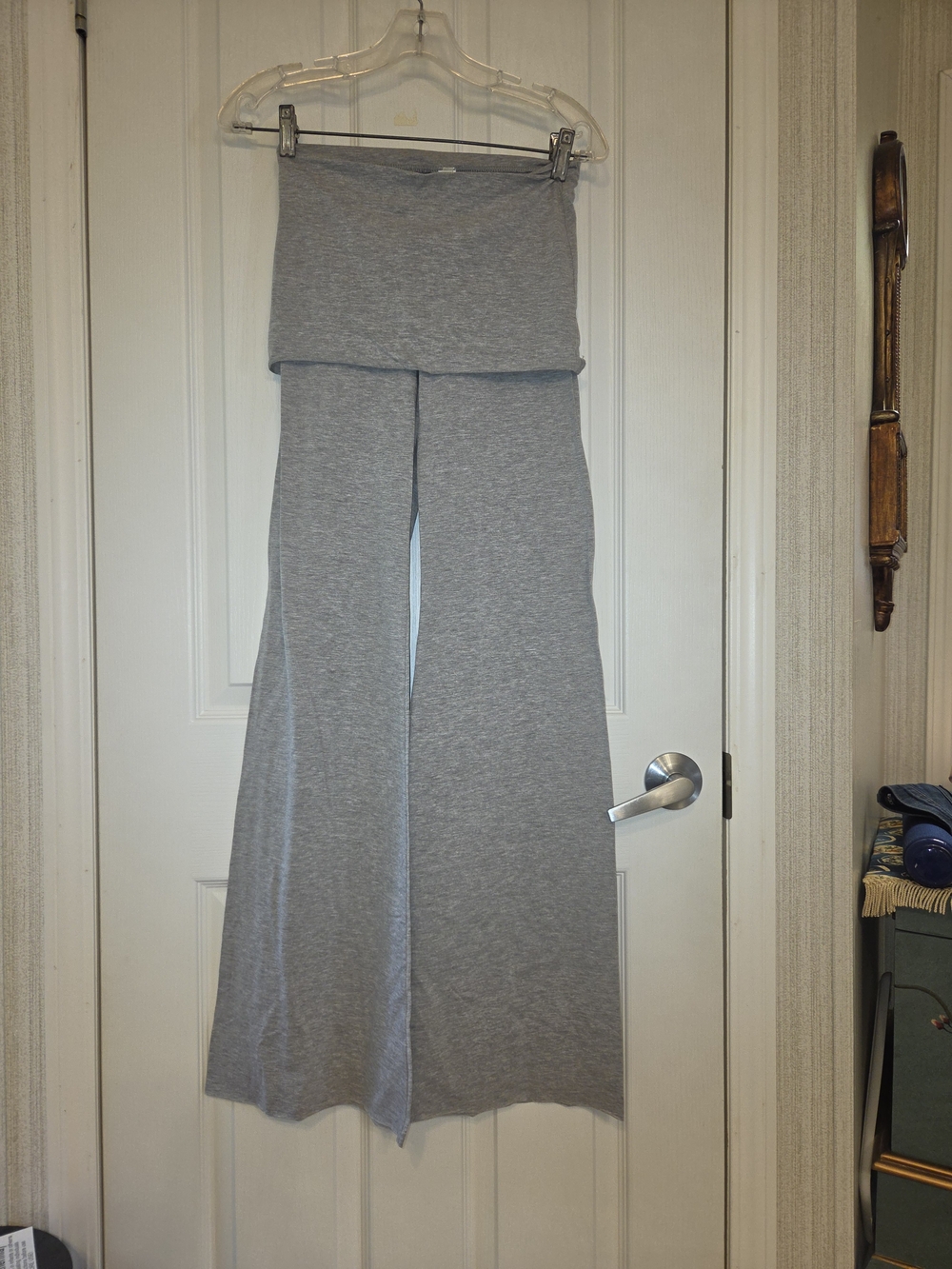SO LOW Women's Fold-Over Waist Wide-Leg Lounge Pants - Light Gray